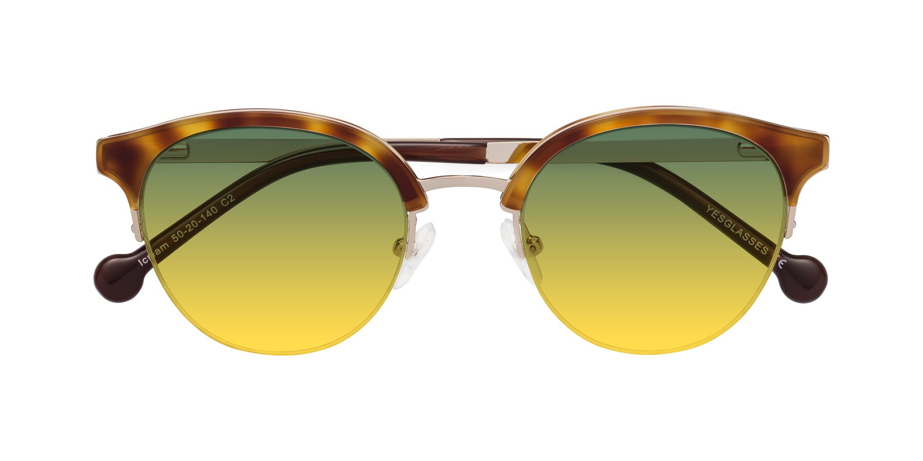 Folded Front of Icream in Tortoise-Gold with Green / Yellow Gradient Lenses