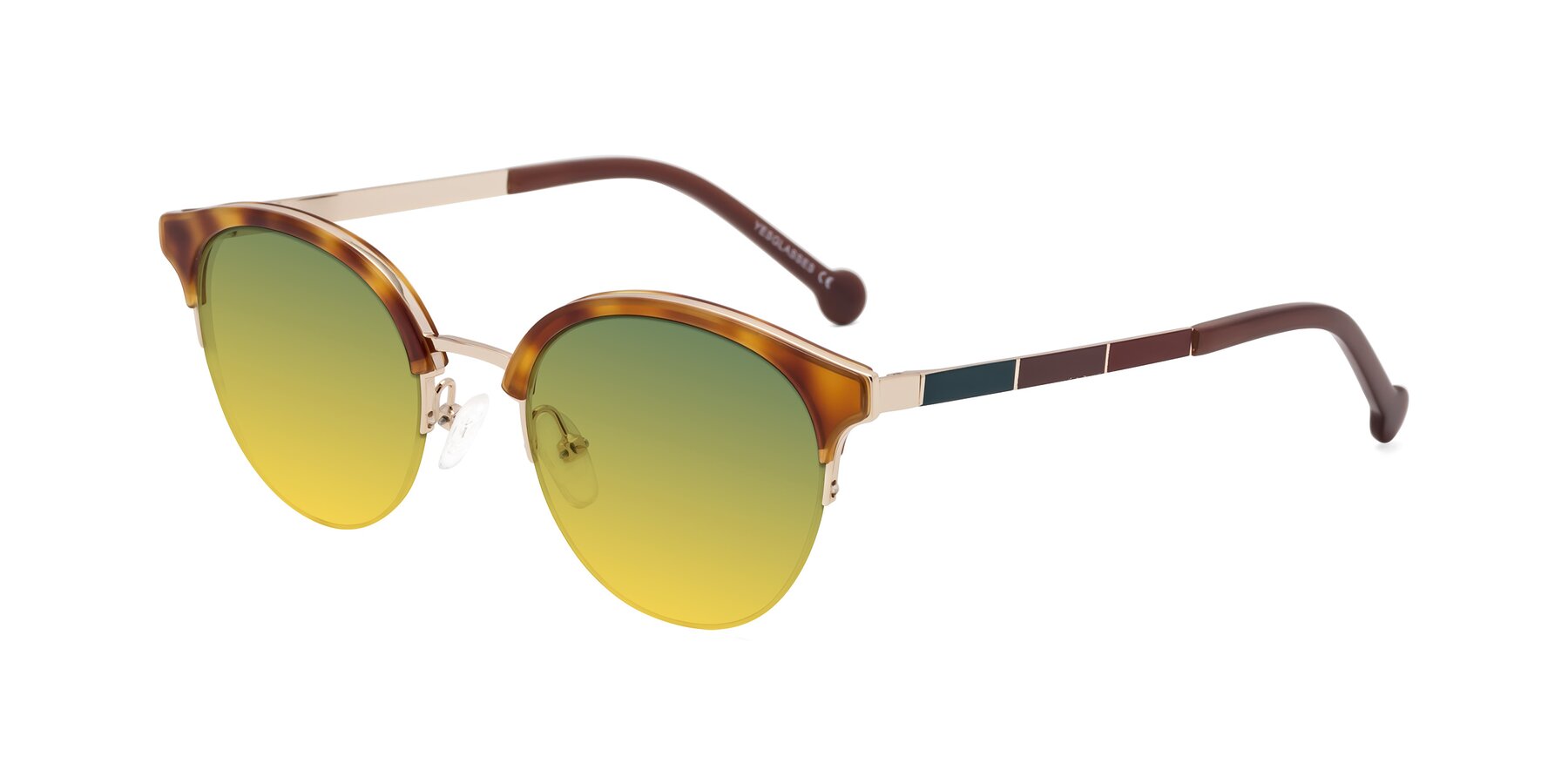 Angle of Icream in Tortoise-Gold with Green / Yellow Gradient Lenses