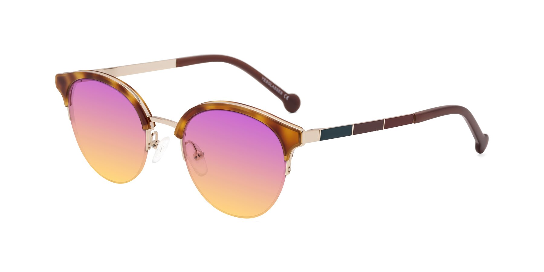 Angle of Icream in Tortoise-Gold with Purple / Yellow Gradient Lenses