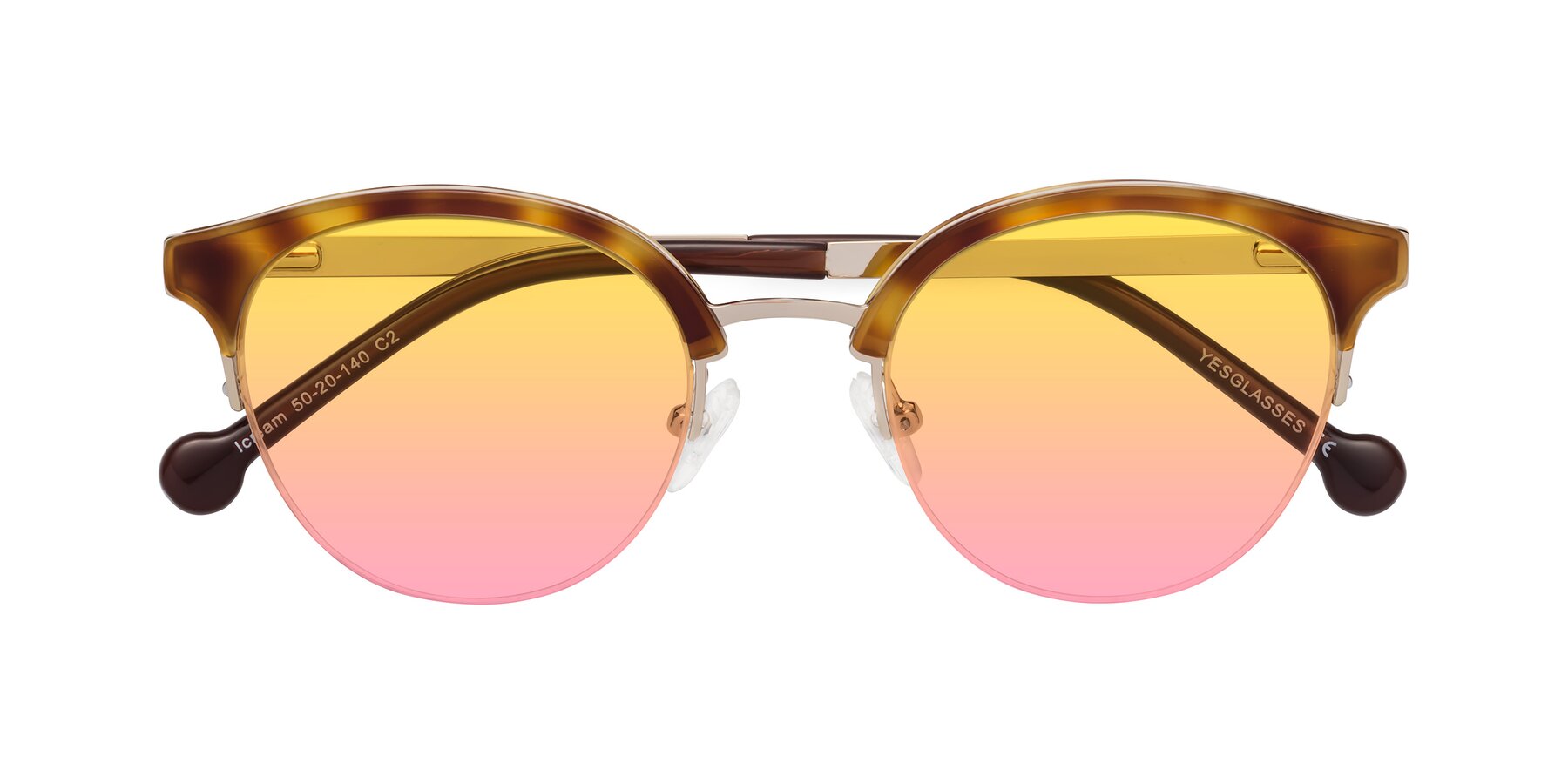 Folded Front of Icream in Tortoise-Gold with Yellow / Pink Gradient Lenses