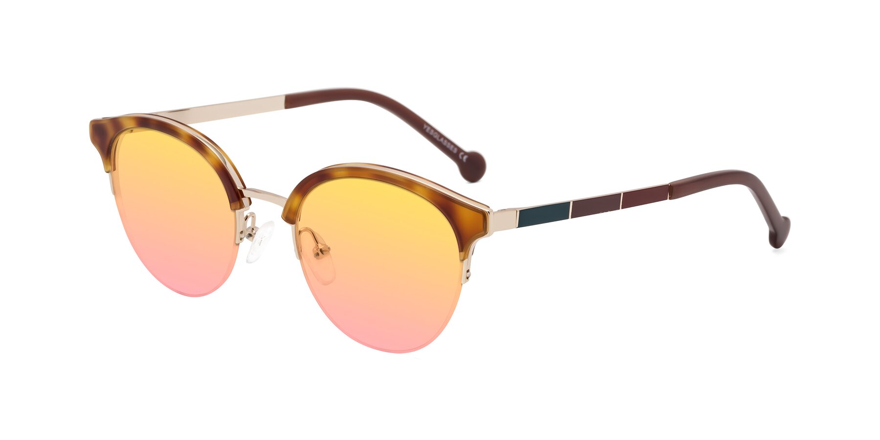 Angle of Icream in Tortoise-Gold with Yellow / Pink Gradient Lenses