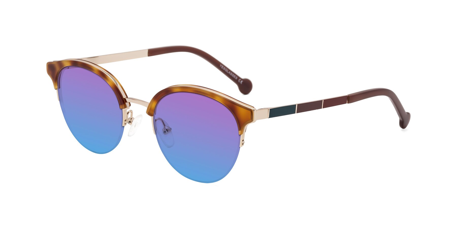 Angle of Icream in Tortoise-Gold with Purple / Blue Gradient Lenses