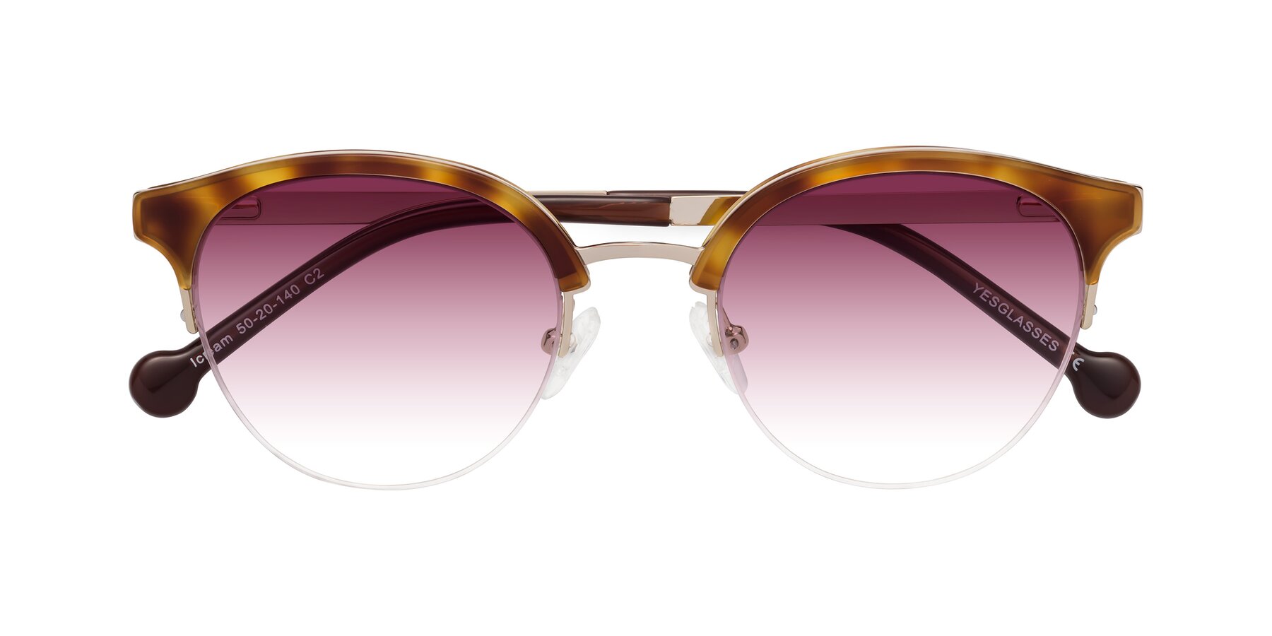 Folded Front of Icream in Tortoise-Gold with Wine Gradient Lenses