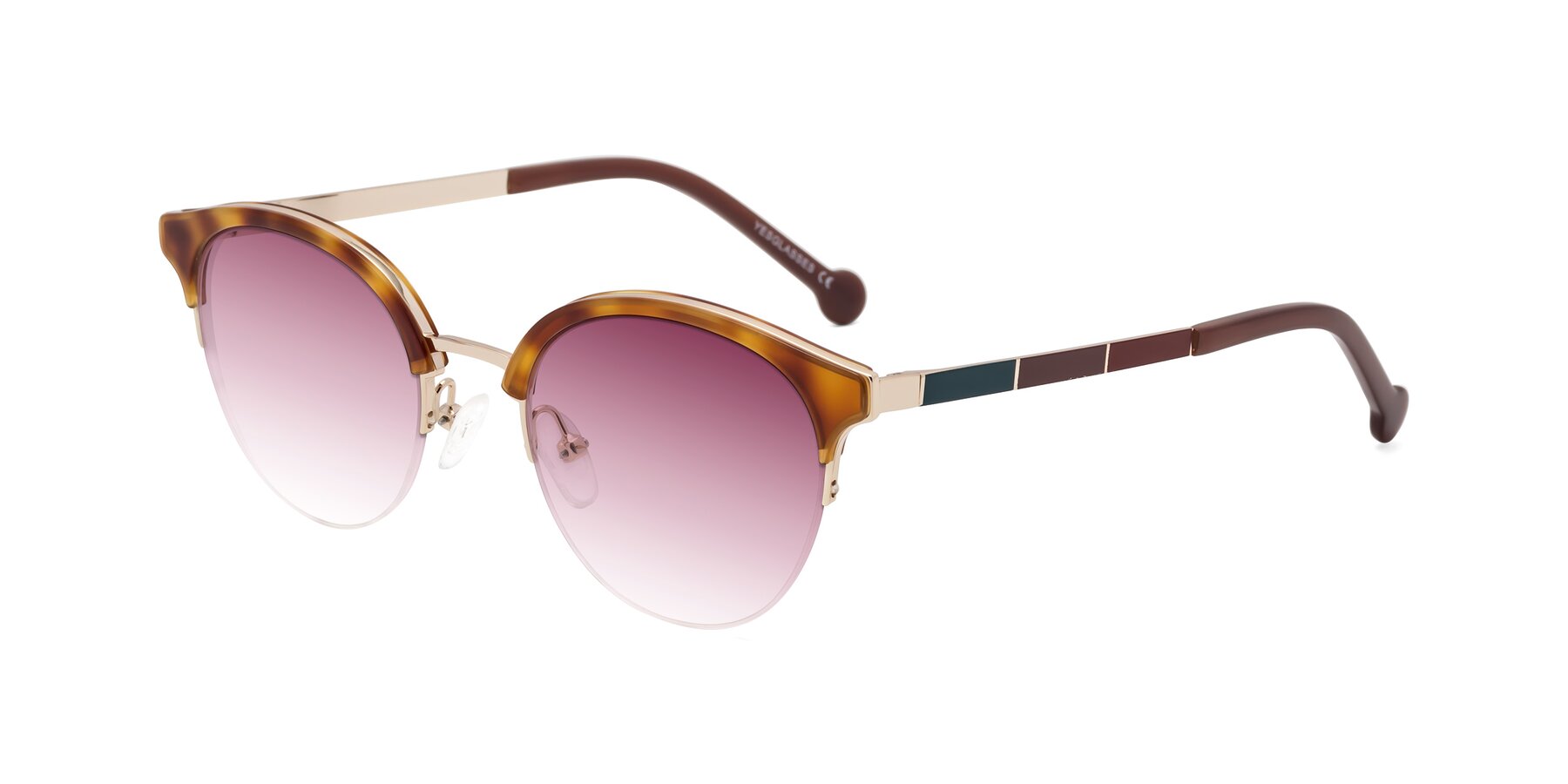 Angle of Icream in Tortoise-Gold with Wine Gradient Lenses