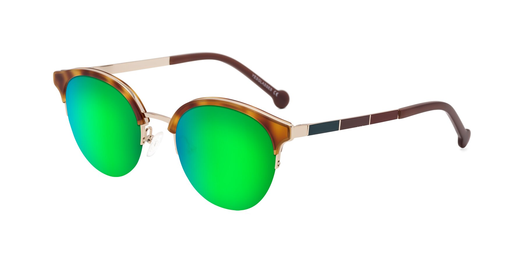 Angle of Icream in Tortoise-Gold with Green Mirrored Lenses