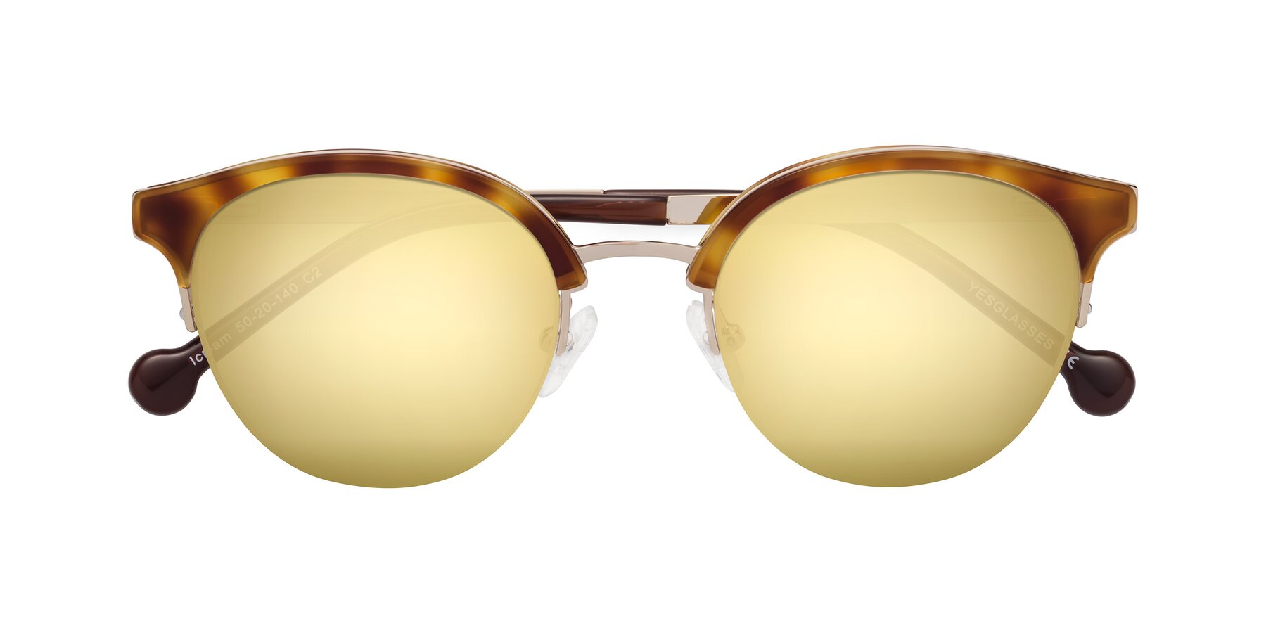 Folded Front of Icream in Tortoise-Gold with Gold Mirrored Lenses