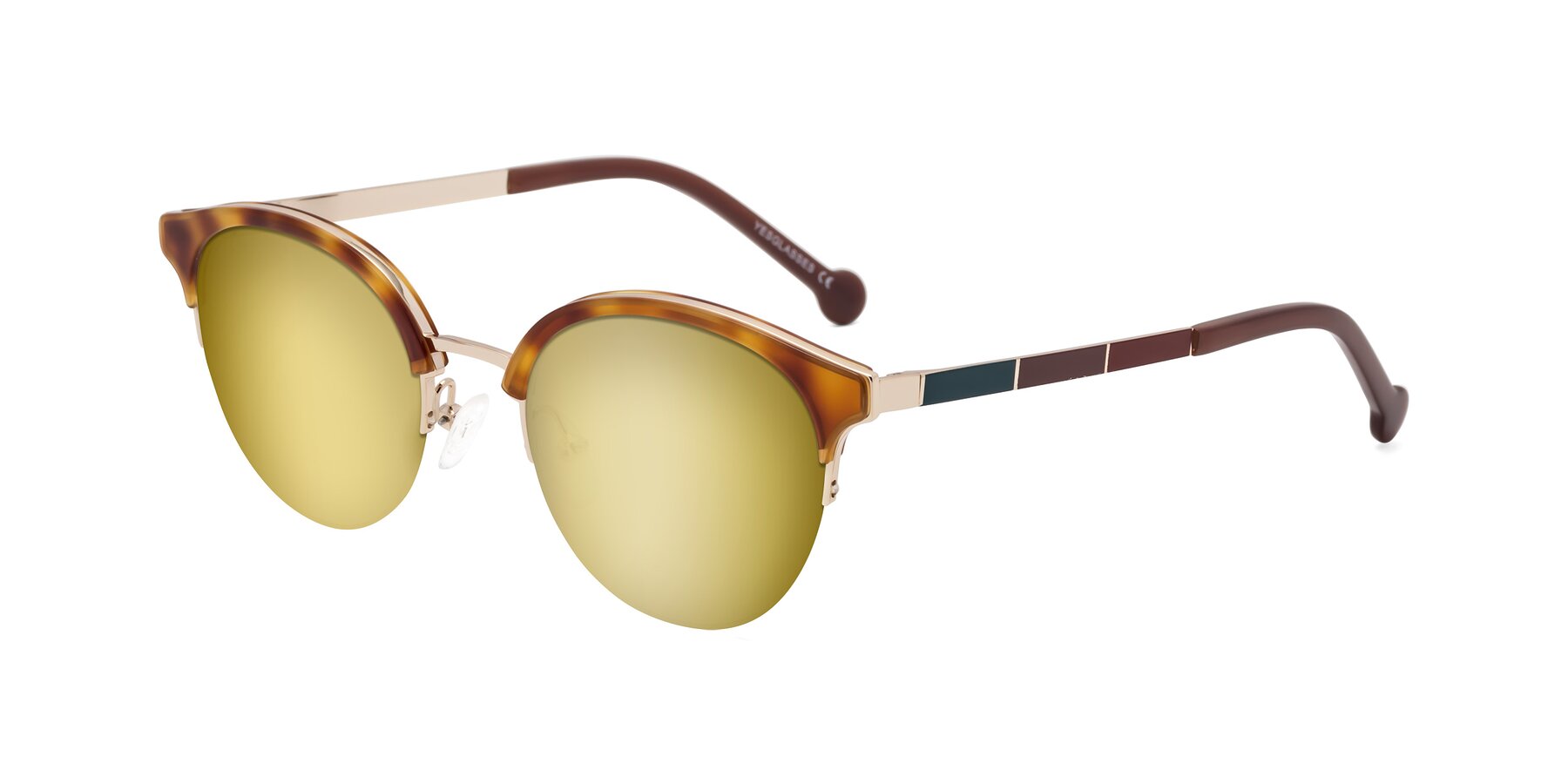 Angle of Icream in Tortoise-Gold with Gold Mirrored Lenses