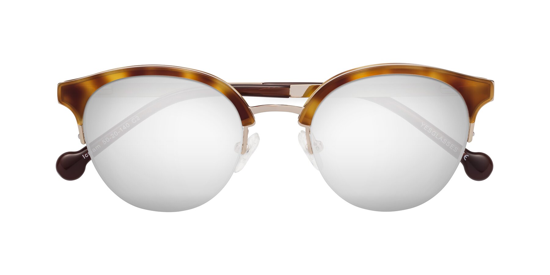 Folded Front of Icream in Tortoise-Gold with Silver Mirrored Lenses