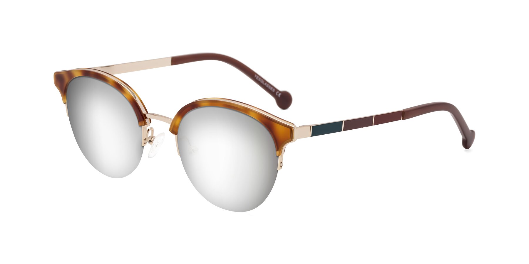 Angle of Icream in Tortoise-Gold with Silver Mirrored Lenses