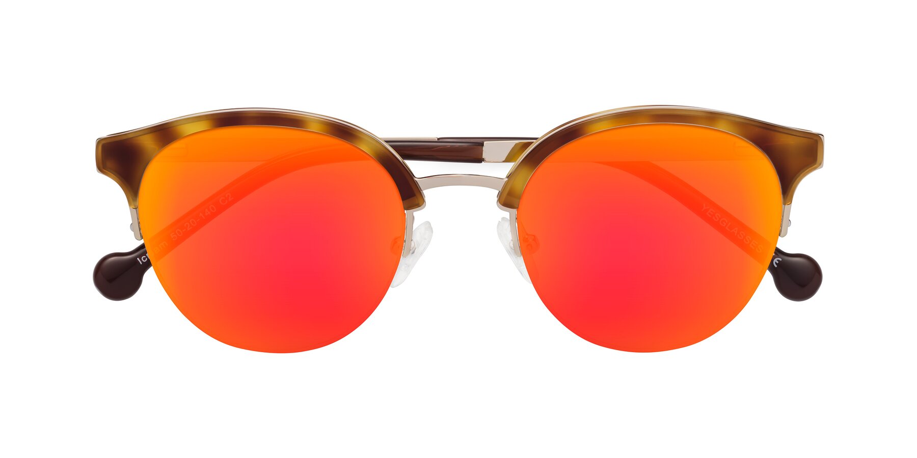 Folded Front of Icream in Tortoise-Gold with Red Gold Mirrored Lenses