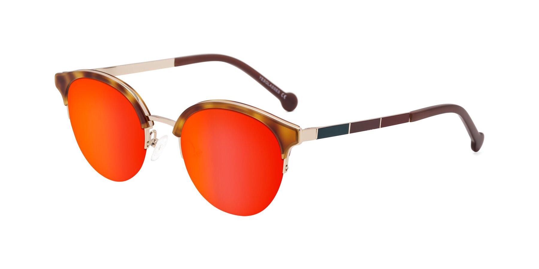 Angle of Icream in Tortoise-Gold with Red Gold Mirrored Lenses