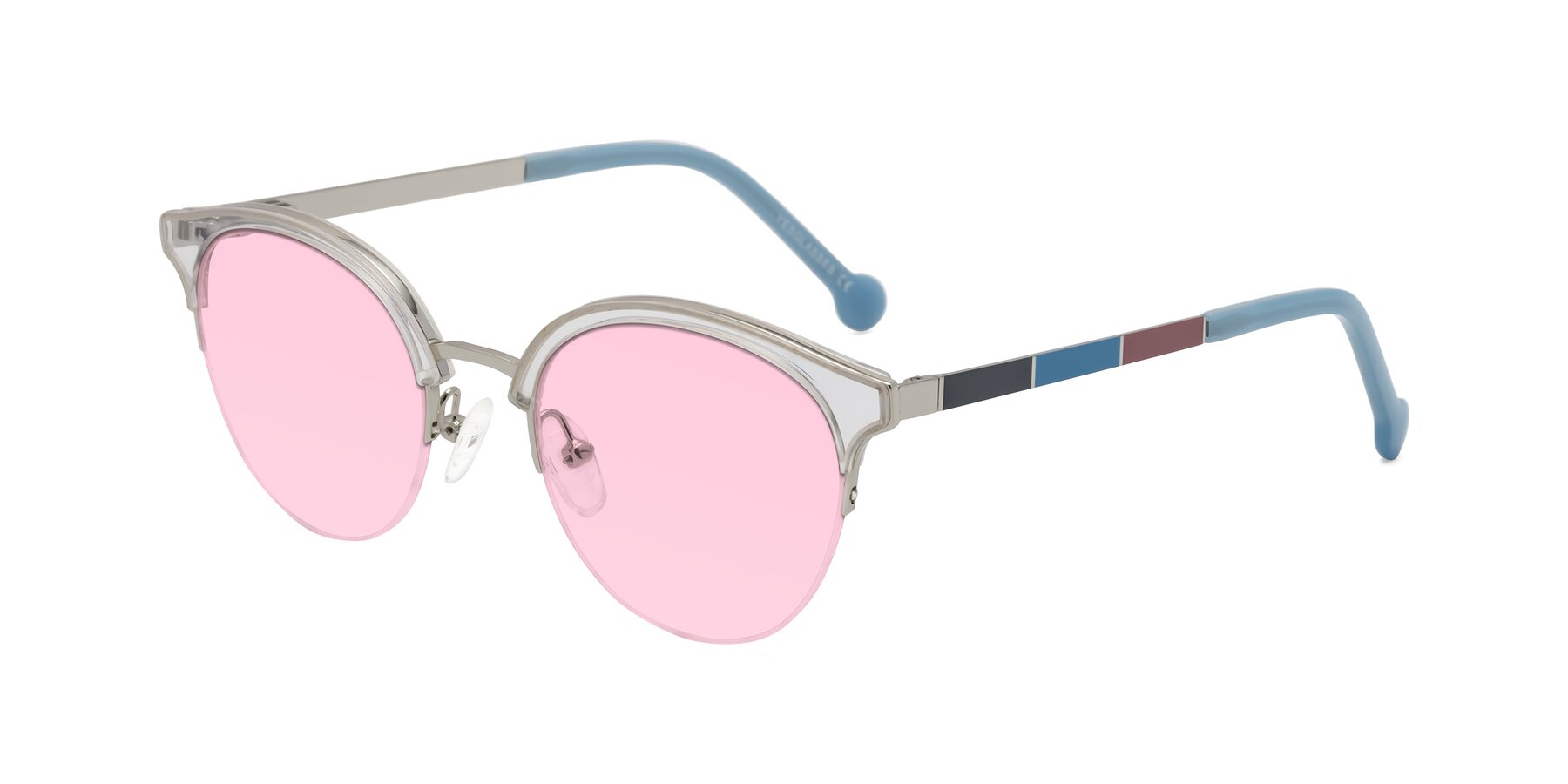 Angle of Icream in Clear-Silver with Light Pink Tinted Lenses