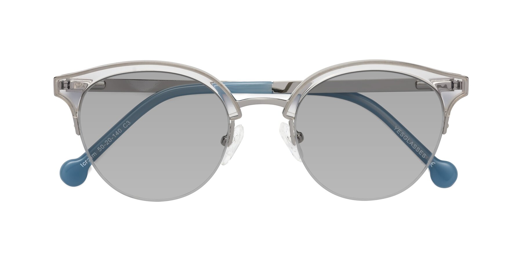 Folded Front of Icream in Clear-Silver with Light Gray Tinted Lenses