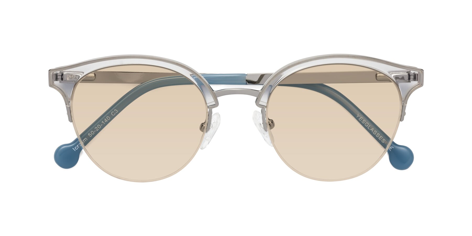 Folded Front of Icream in Clear-Silver with Light Brown Tinted Lenses