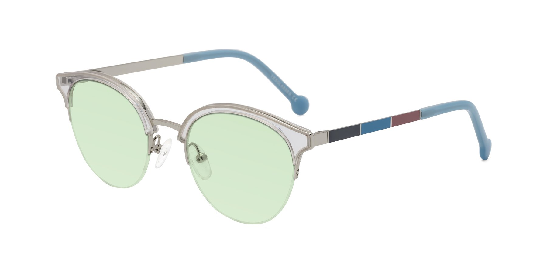 Angle of Icream in Clear-Silver with Light Green Tinted Lenses