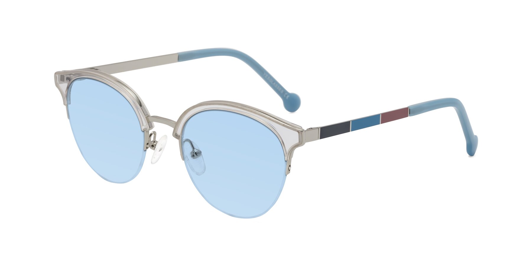 Angle of Icream in Clear-Silver with Light Blue Tinted Lenses