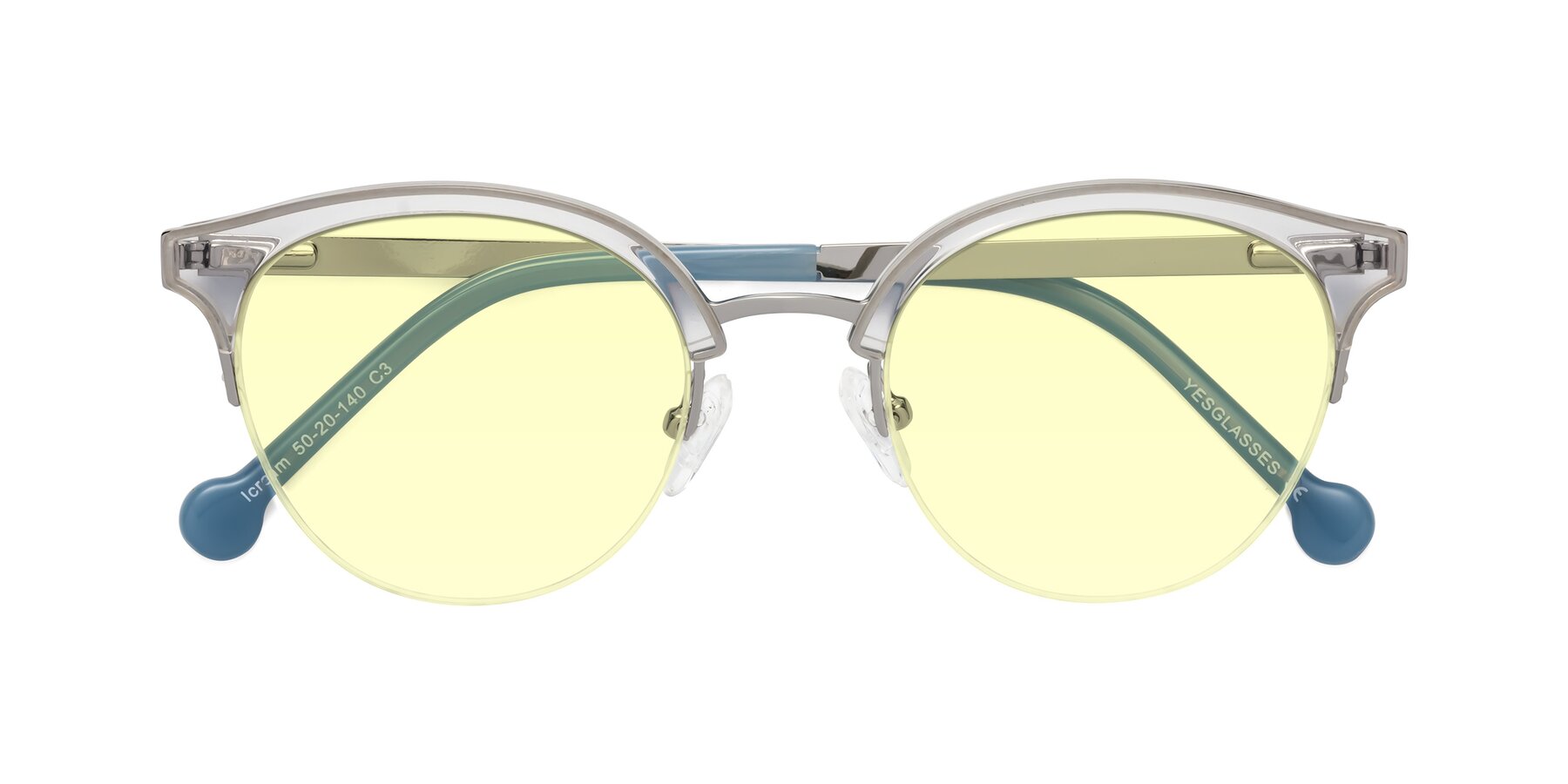 Folded Front of Icream in Clear-Silver with Light Yellow Tinted Lenses