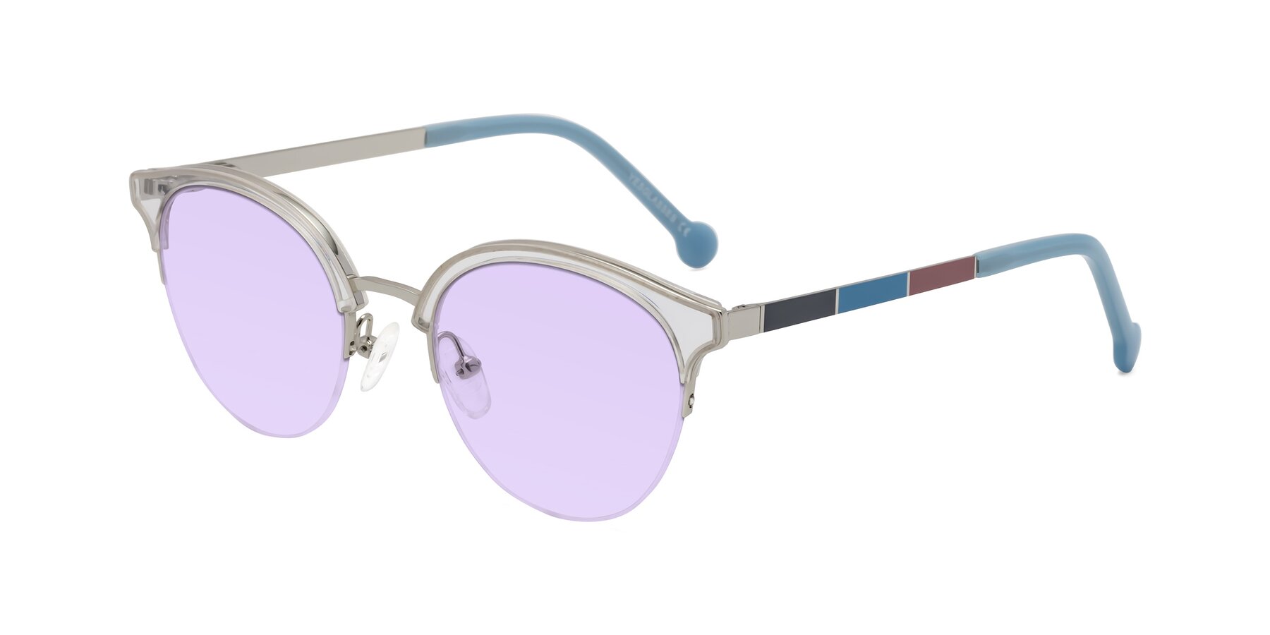 Angle of Icream in Clear-Silver with Light Purple Tinted Lenses