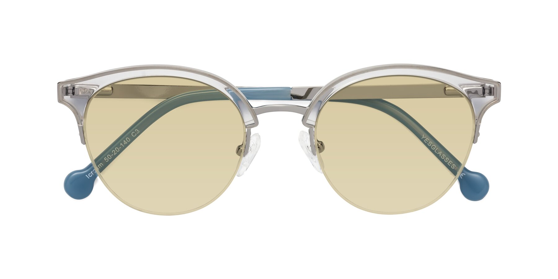 Folded Front of Icream in Clear-Silver with Light Champagne Tinted Lenses