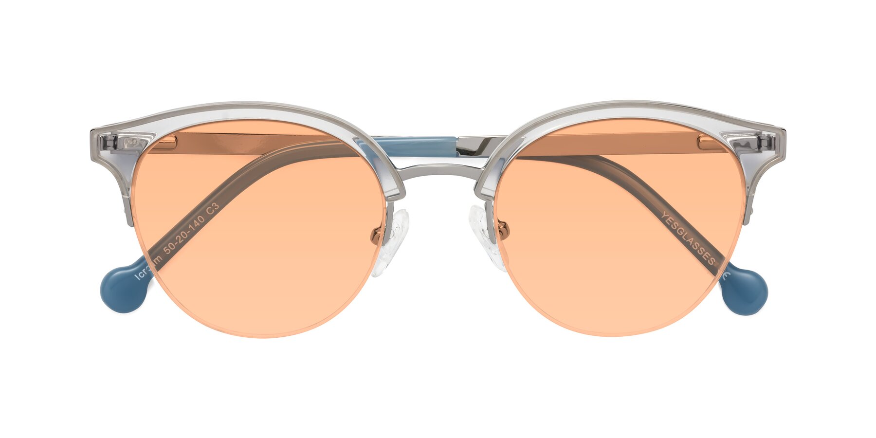 Folded Front of Icream in Clear-Silver with Light Orange Tinted Lenses