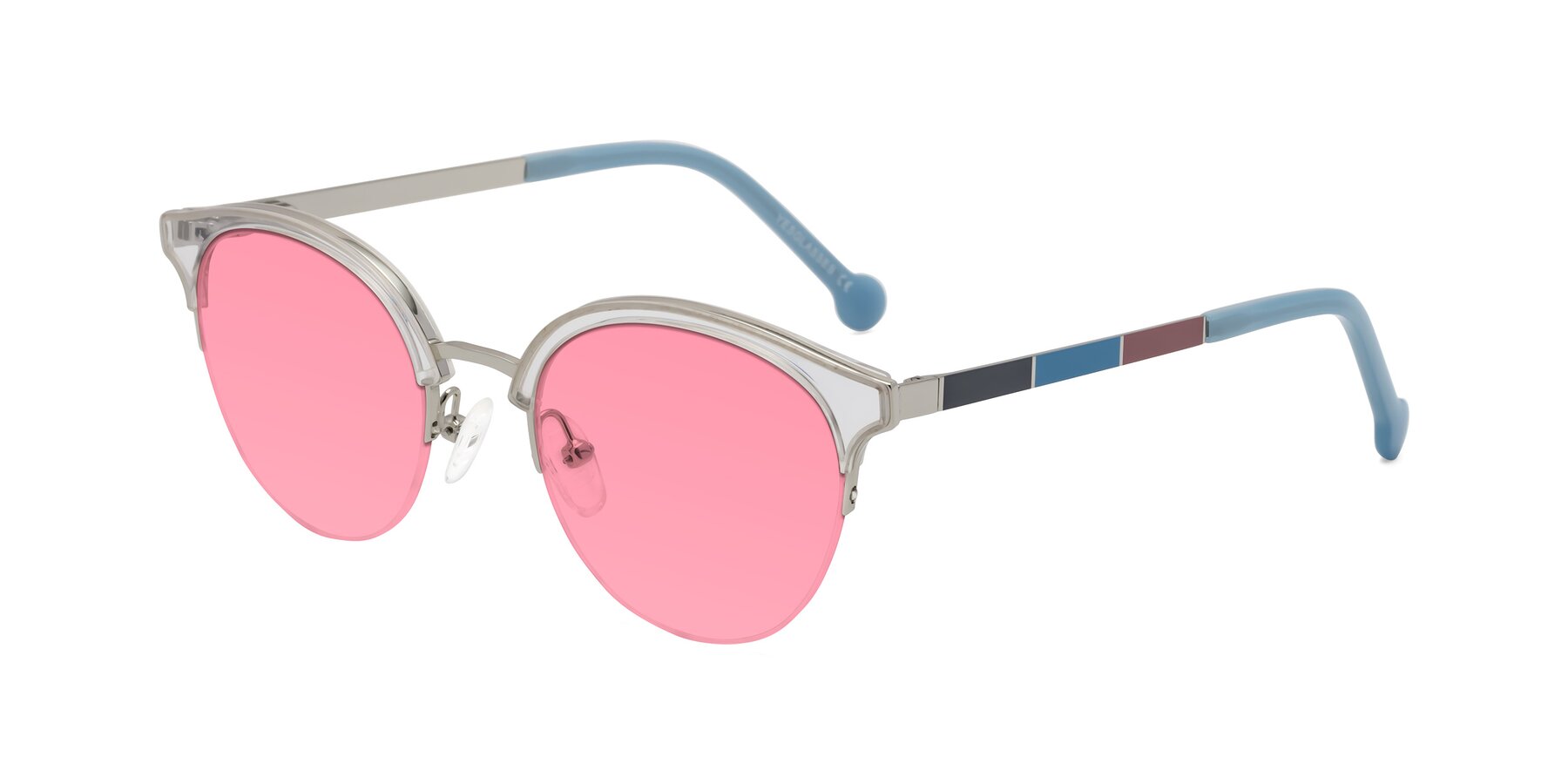 Angle of Icream in Clear-Silver with Pink Tinted Lenses