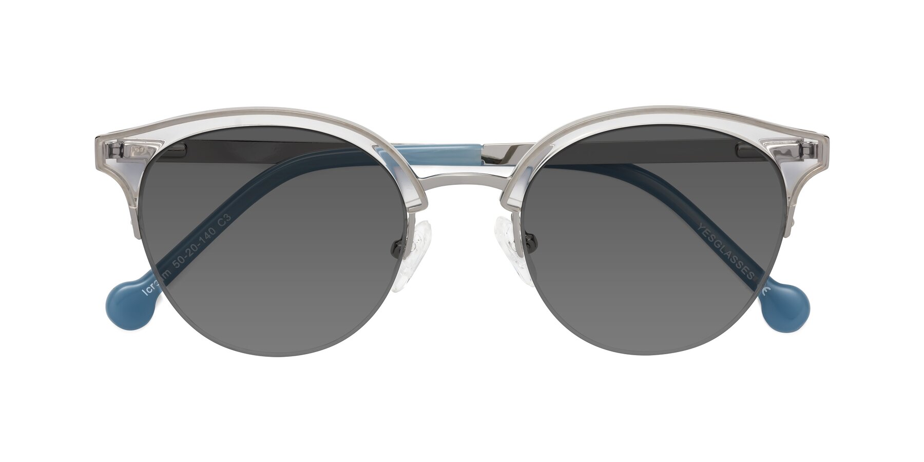 Folded Front of Icream in Clear-Silver with Medium Gray Tinted Lenses