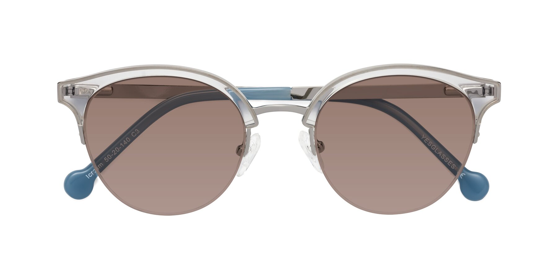 Folded Front of Icream in Clear-Silver with Medium Brown Tinted Lenses