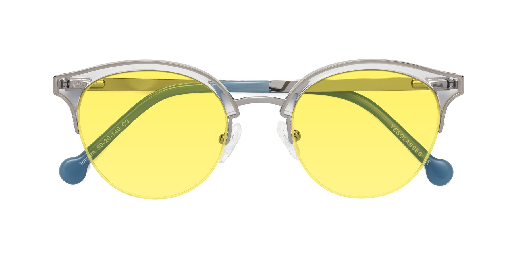 Folded Front of Icream in Clear-Silver with Medium Yellow Tinted Lenses