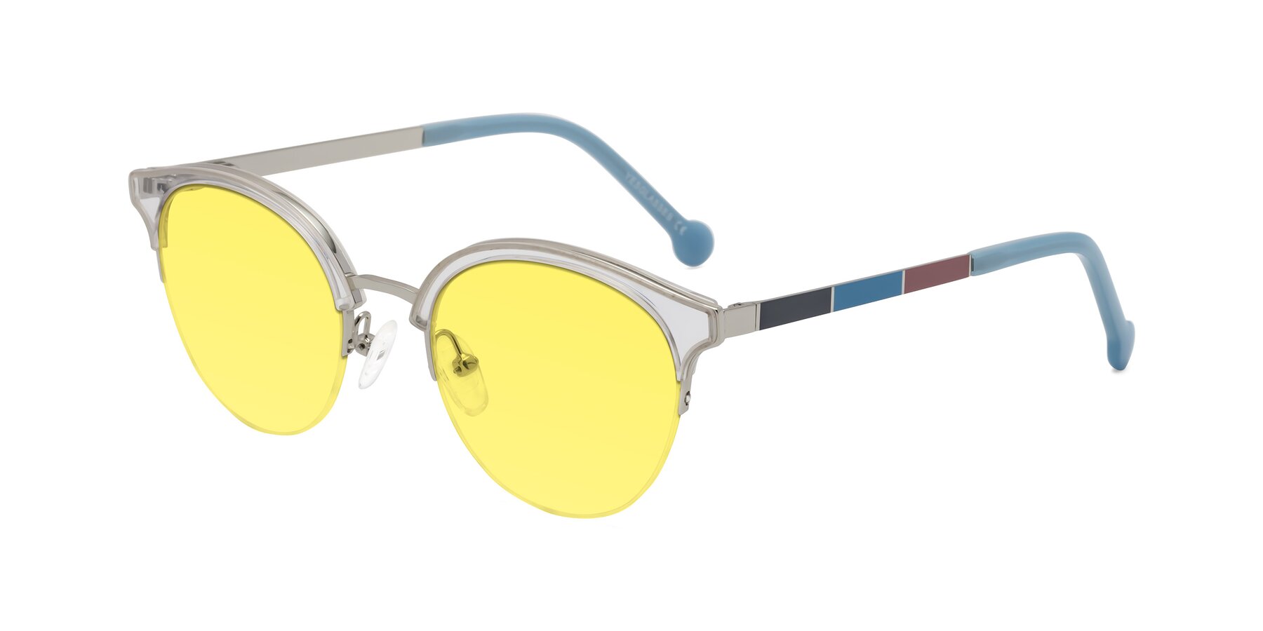 Angle of Icream in Clear-Silver with Medium Yellow Tinted Lenses