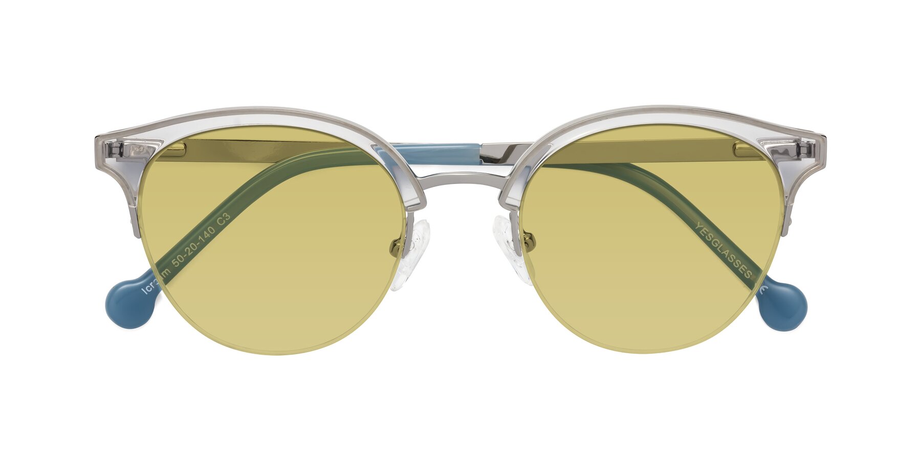 Folded Front of Icream in Clear-Silver with Medium Champagne Tinted Lenses