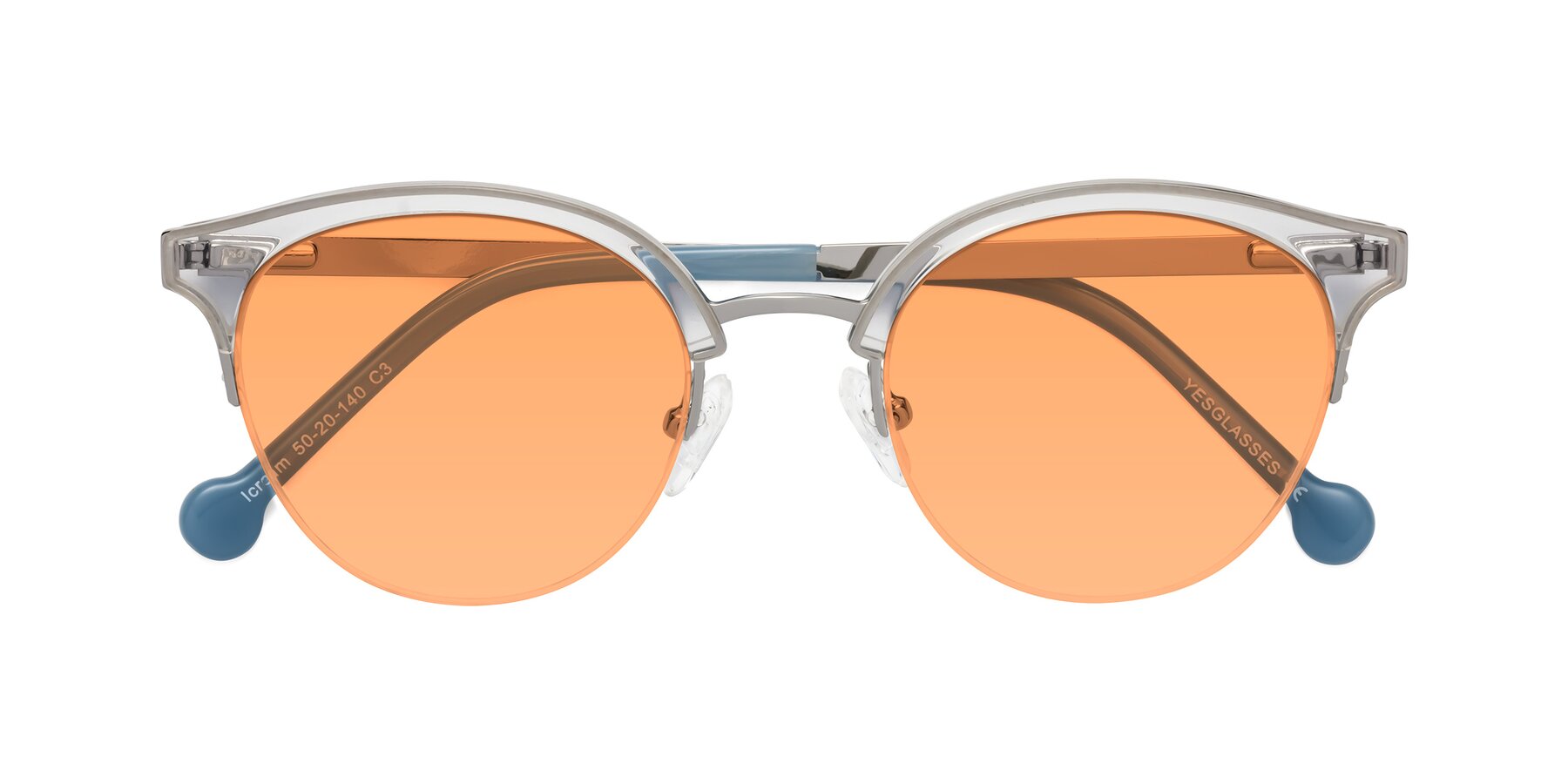 Folded Front of Icream in Clear-Silver with Medium Orange Tinted Lenses