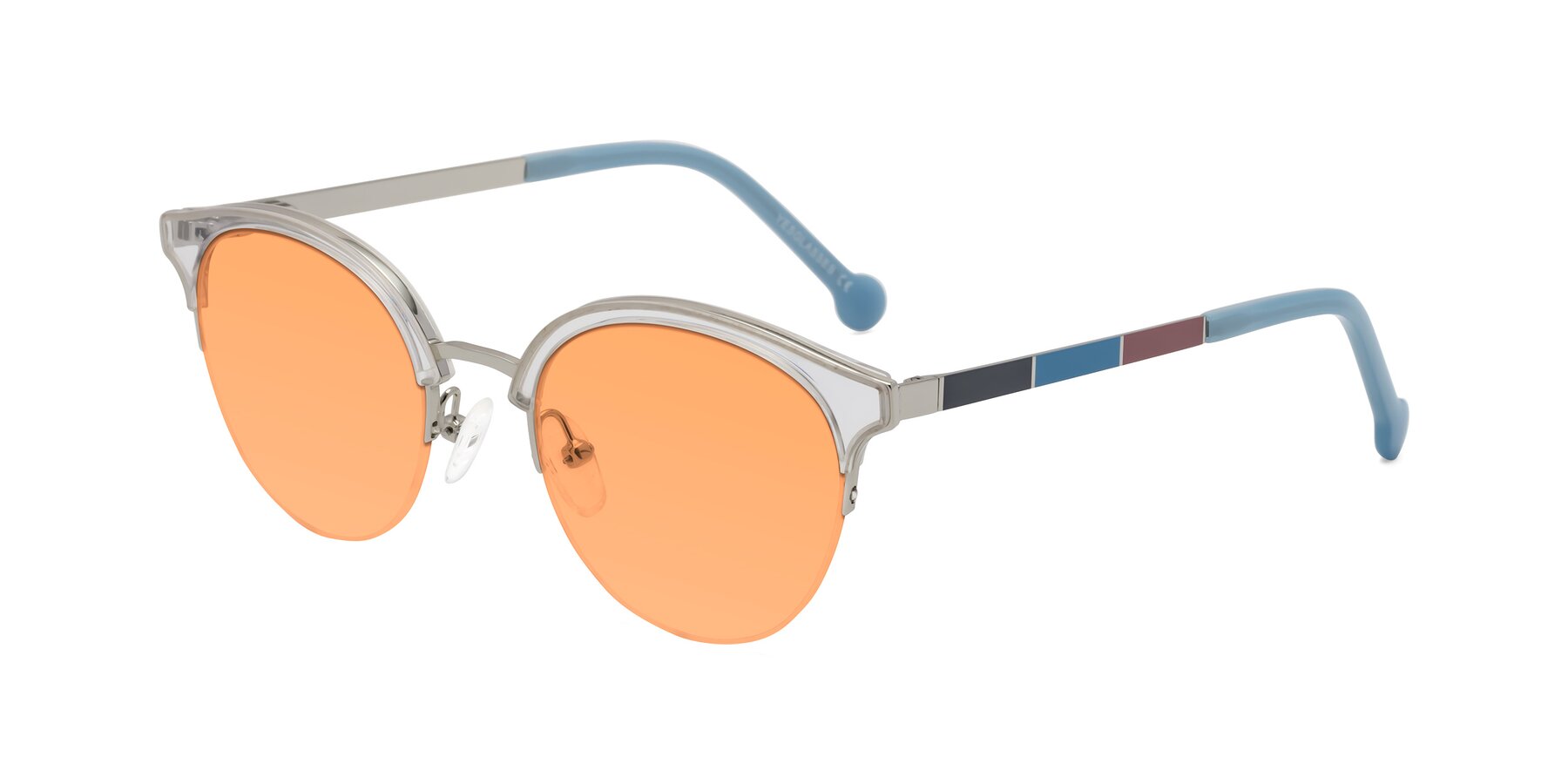 Angle of Icream in Clear-Silver with Medium Orange Tinted Lenses