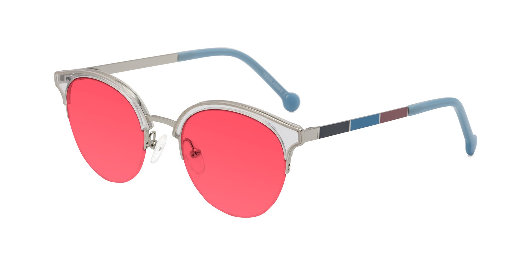 Angle of Icream in Clear-Silver with Red Tinted Lenses