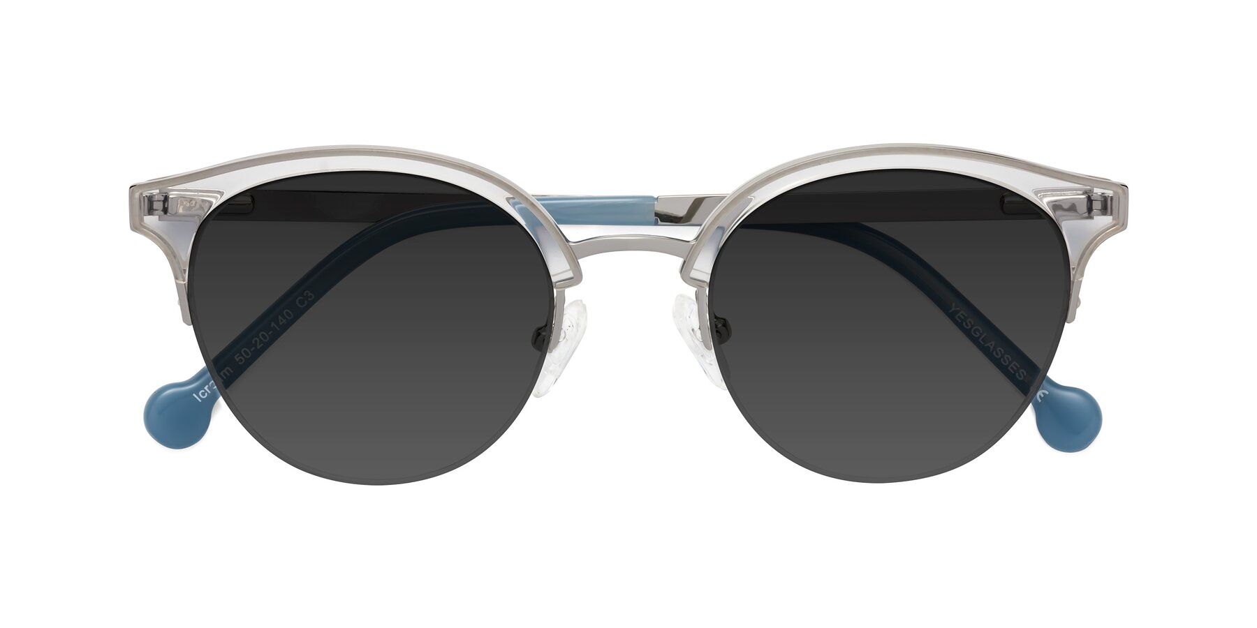 Folded Front of Icream in Clear-Silver with Gray Tinted Lenses