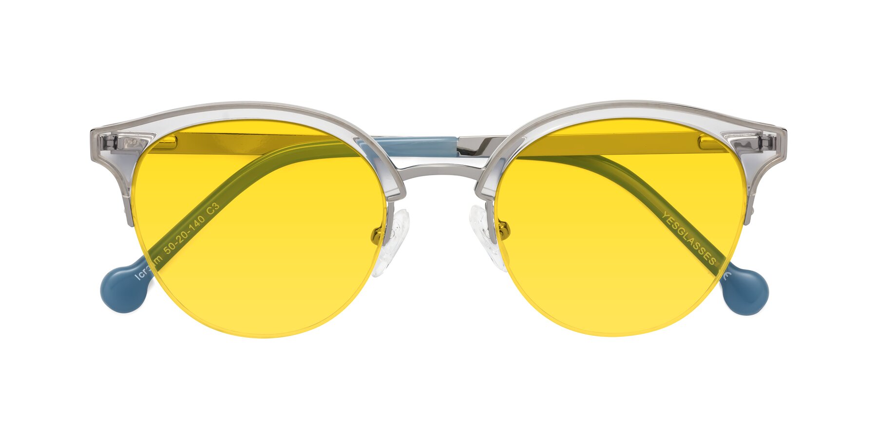 Folded Front of Icream in Clear-Silver with Yellow Tinted Lenses