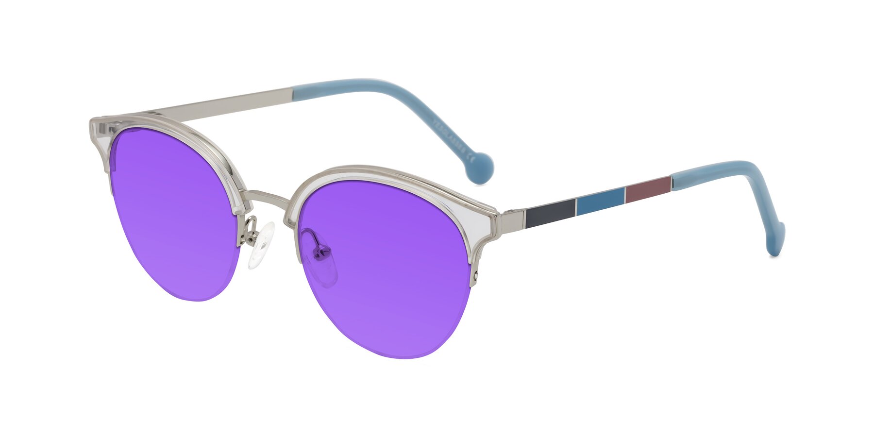 Angle of Icream in Clear-Silver with Purple Tinted Lenses