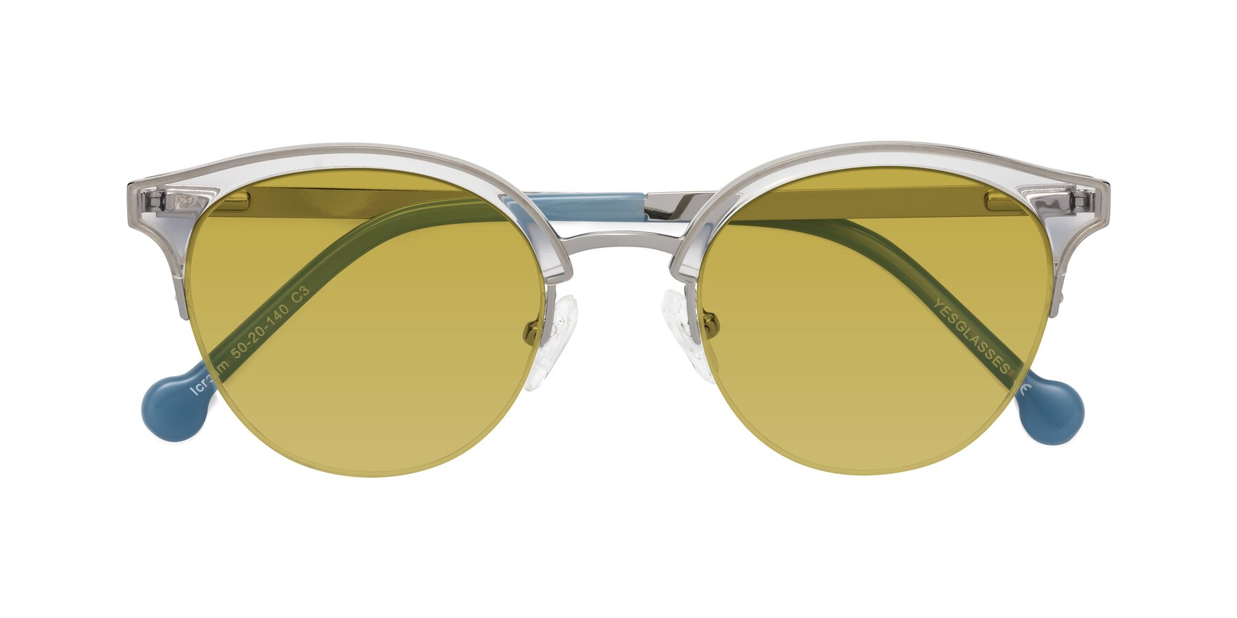 Folded Front of Icream in Clear-Silver with Champagne Tinted Lenses