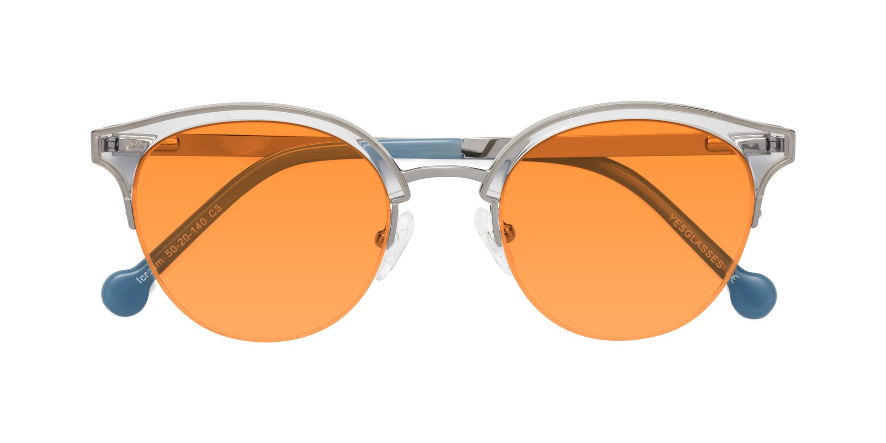 Folded Front of Icream in Clear-Silver with Orange Tinted Lenses