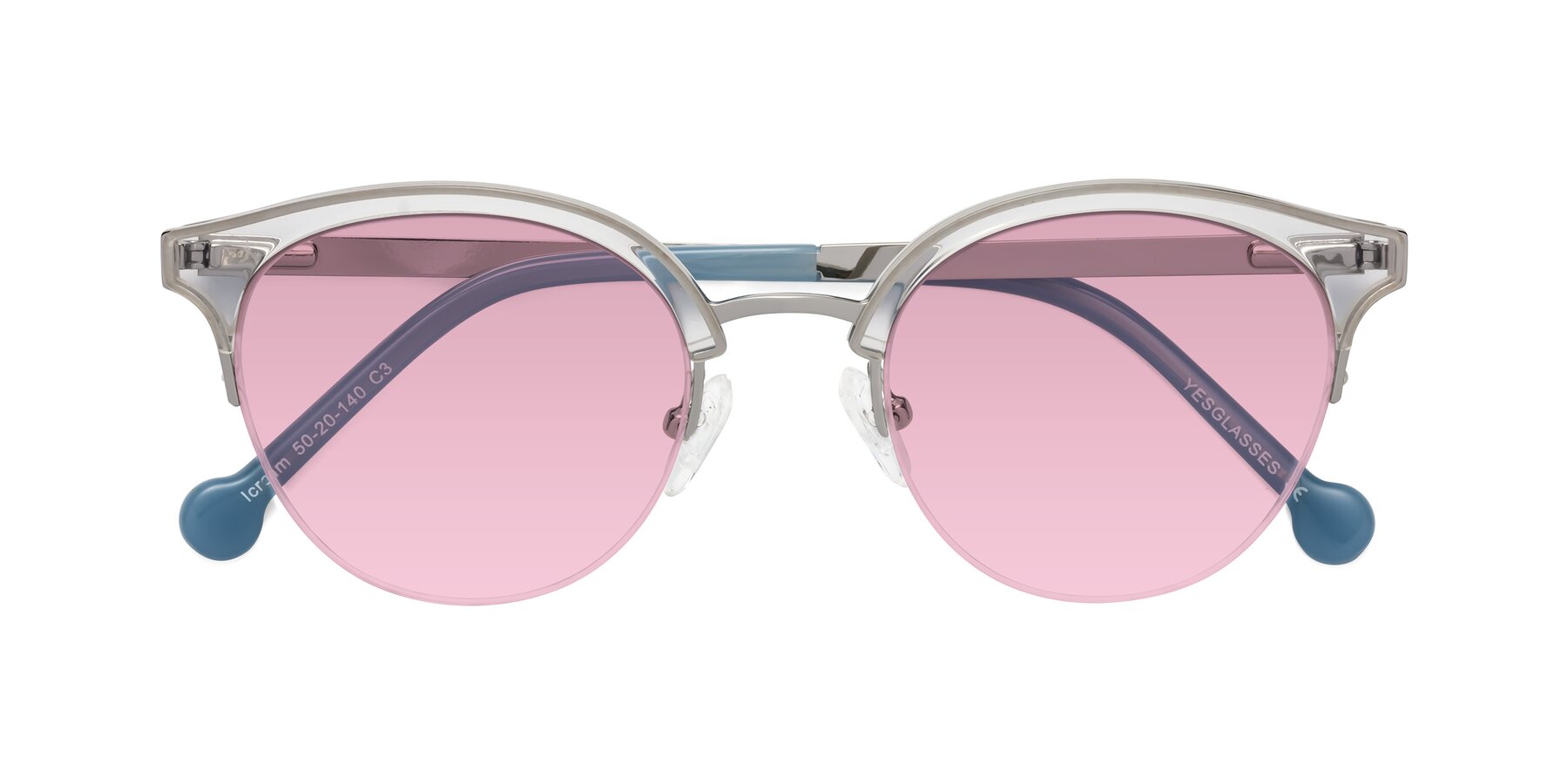 Folded Front of Icream in Clear-Silver with Light Wine Tinted Lenses