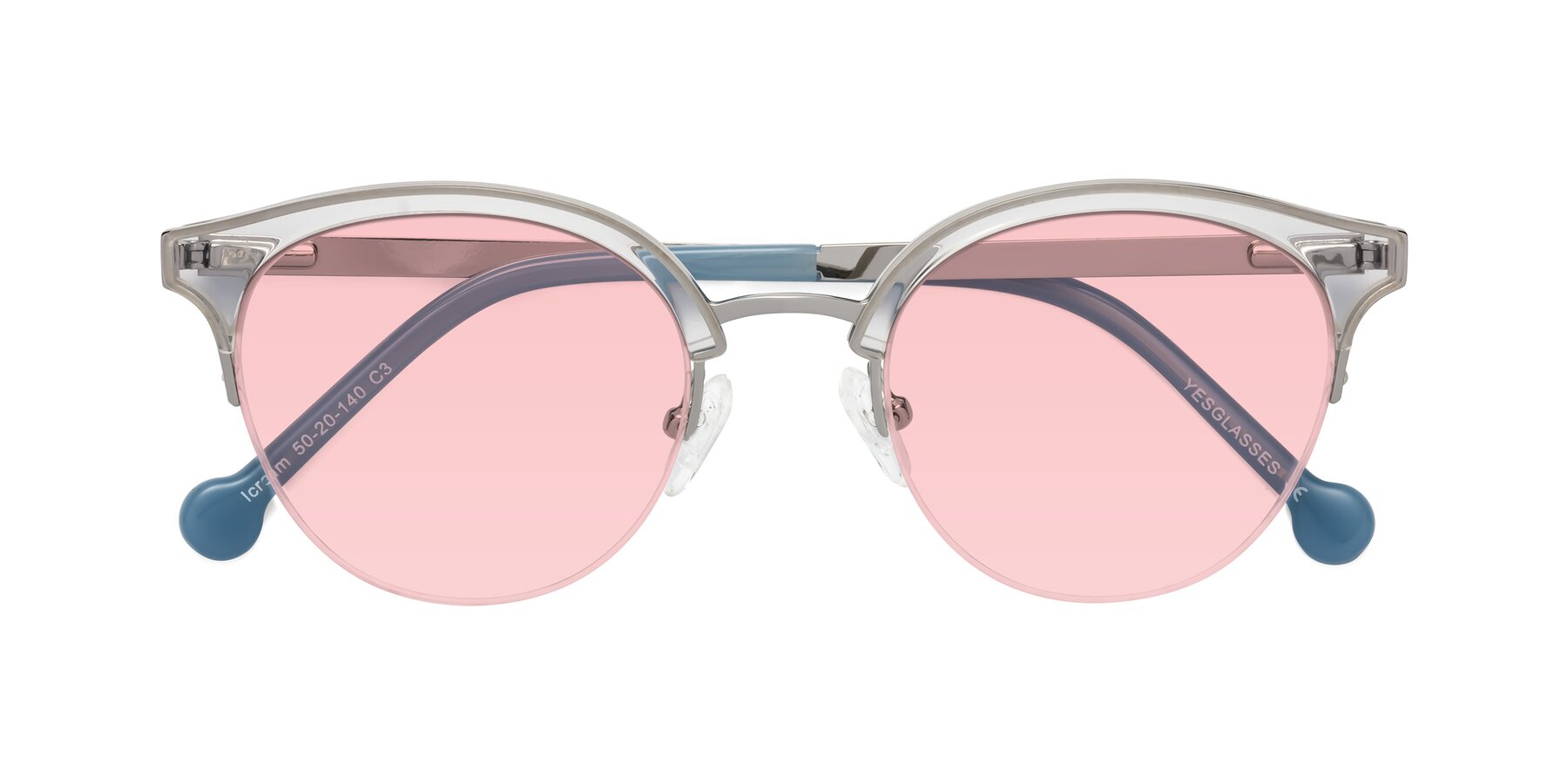 Folded Front of Icream in Clear-Silver with Light Garnet Tinted Lenses