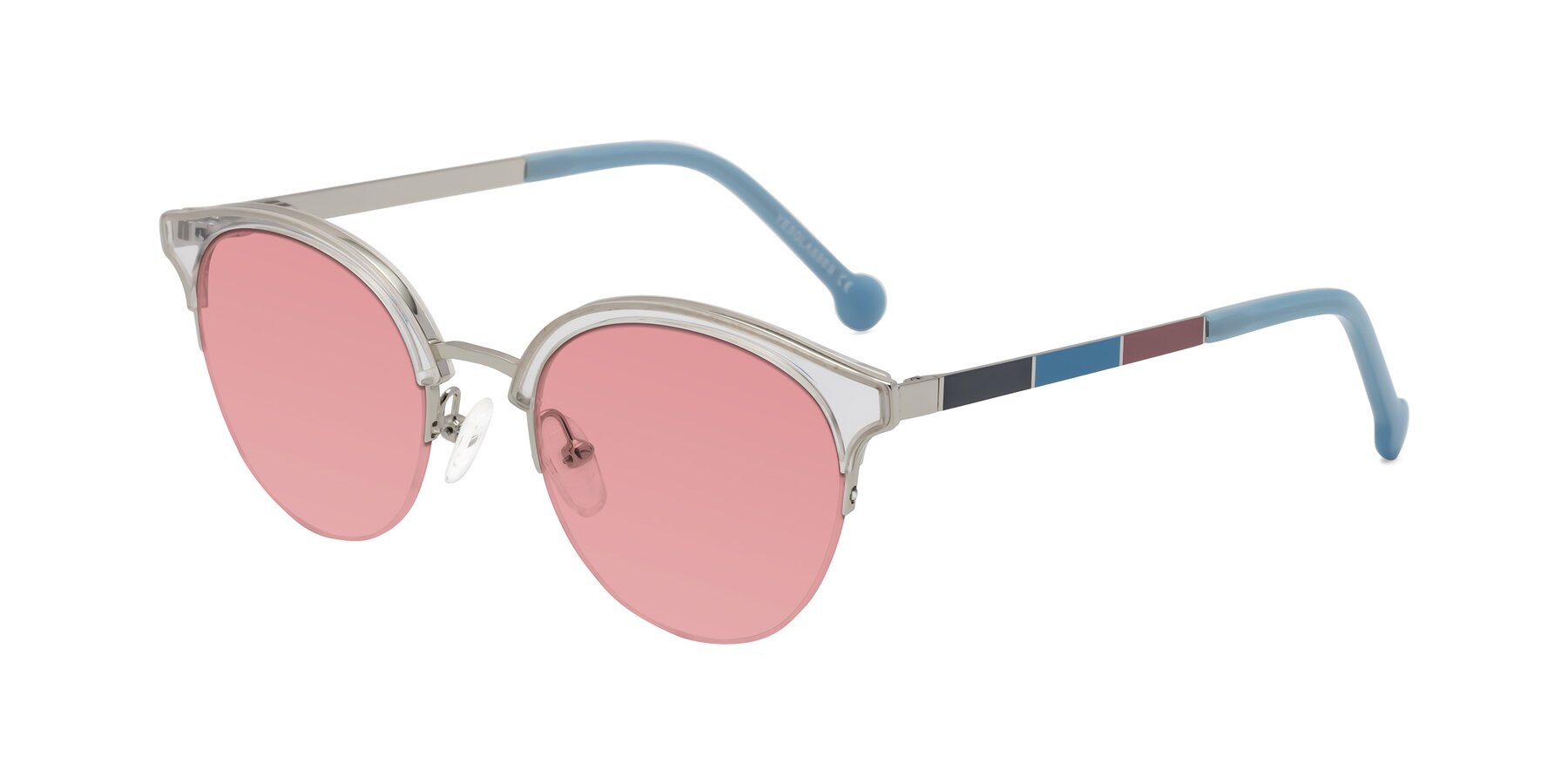 Angle of Icream in Clear-Silver with Medium Garnet Tinted Lenses