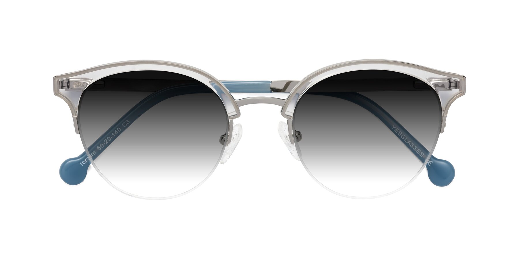 Folded Front of Icream in Clear-Silver with Gray Gradient Lenses