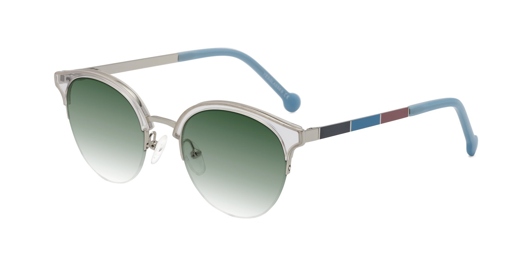 Angle of Icream in Clear-Silver with Green Gradient Lenses