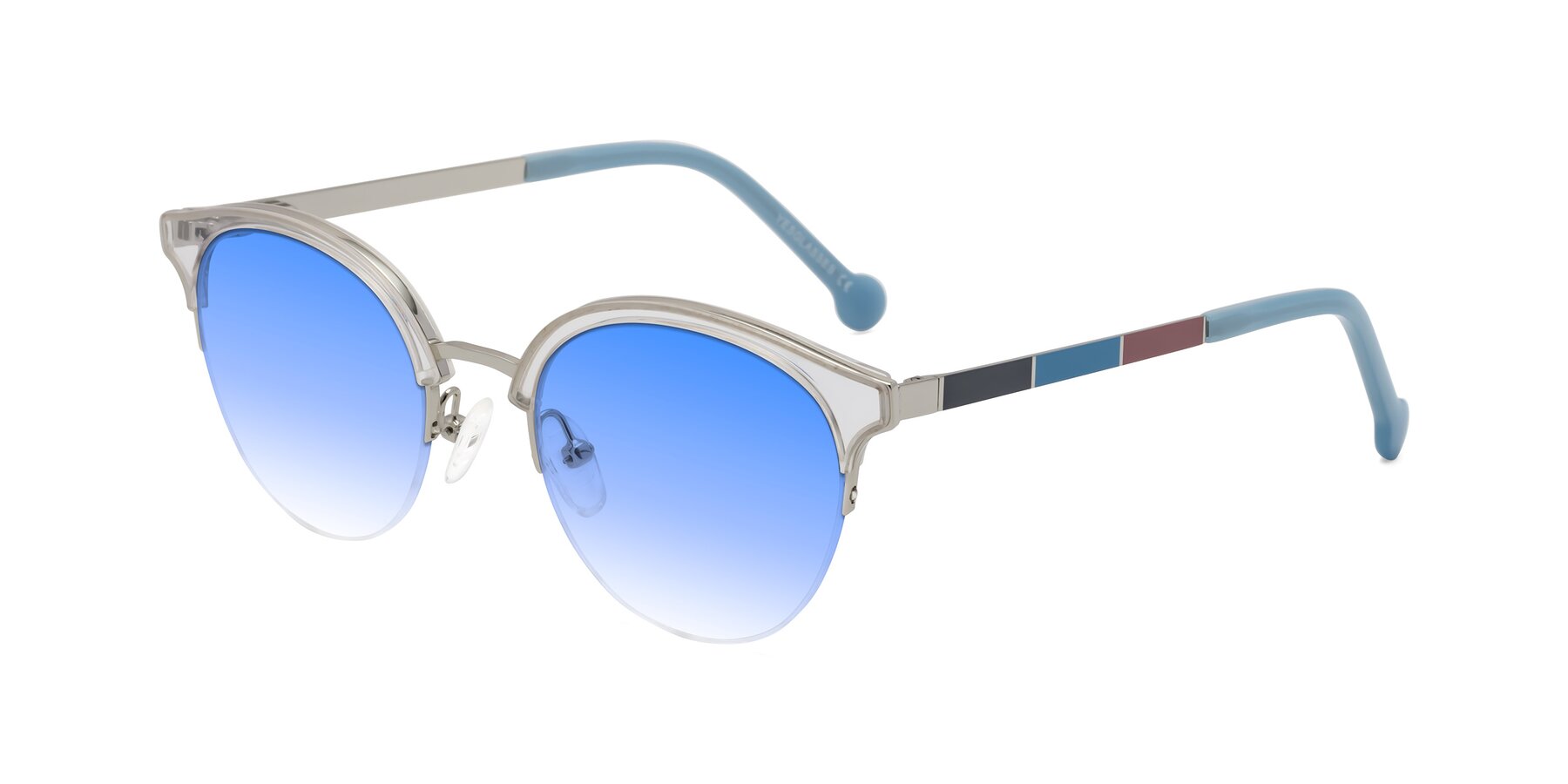 Angle of Icream in Clear-Silver with Blue Gradient Lenses