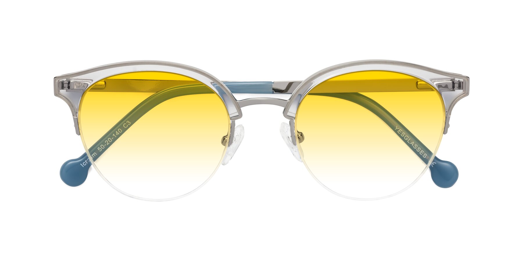 Folded Front of Icream in Clear-Silver with Yellow Gradient Lenses