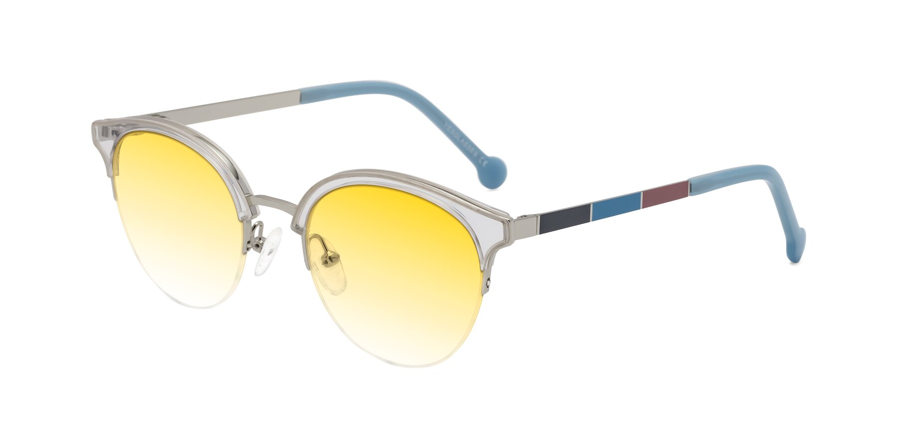 Angle of Icream in Clear-Silver with Yellow Gradient Lenses