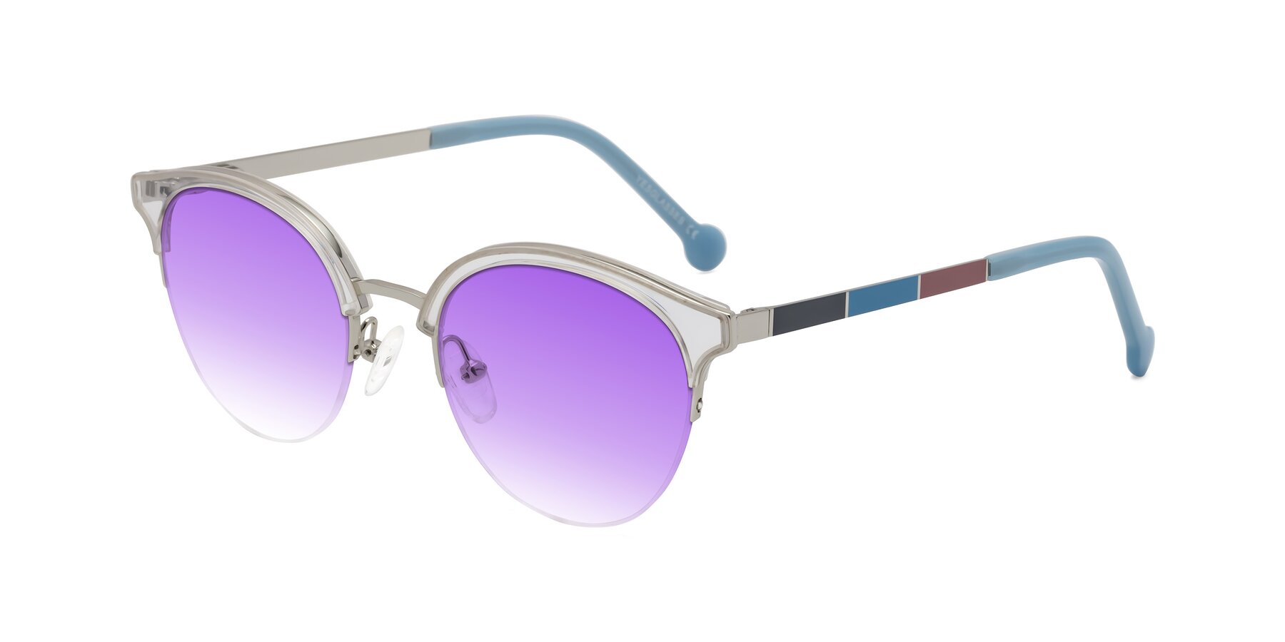 Angle of Icream in Clear-Silver with Purple Gradient Lenses