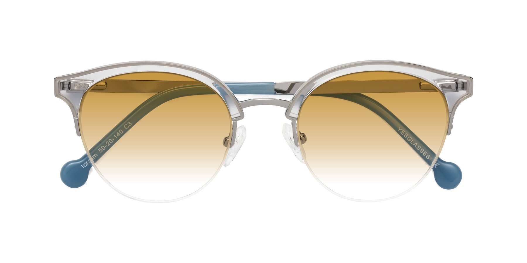 Folded Front of Icream in Clear-Silver with Champagne Gradient Lenses