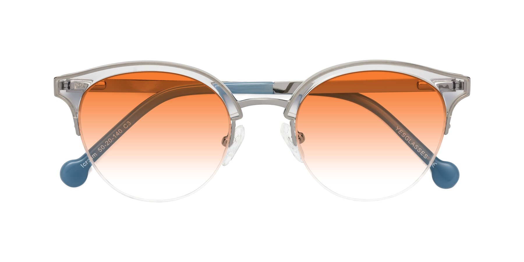 Folded Front of Icream in Clear-Silver with Orange Gradient Lenses