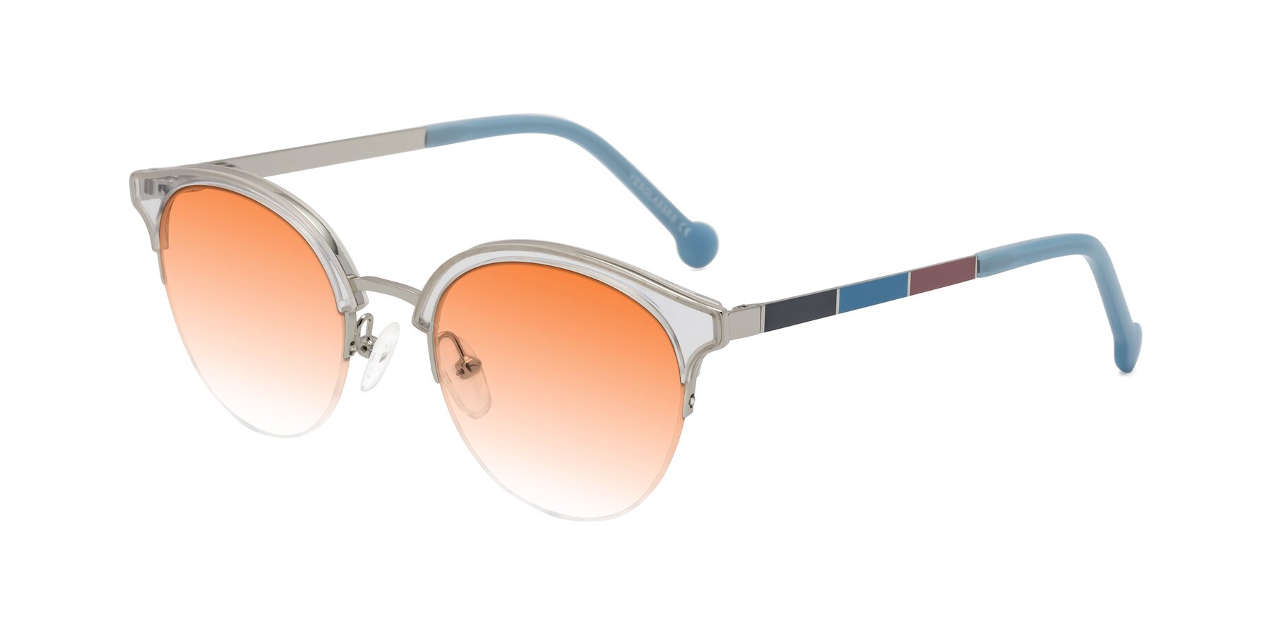 Angle of Icream in Clear-Silver with Orange Gradient Lenses